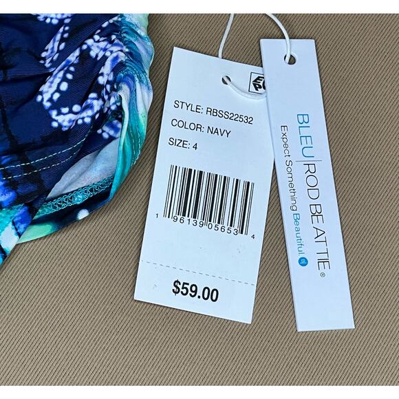Bleu Rod Beattie Sun Sea & Sand Sarong Hipster Bikini Bottom 4 Navy NWT - Picture 7 of 7